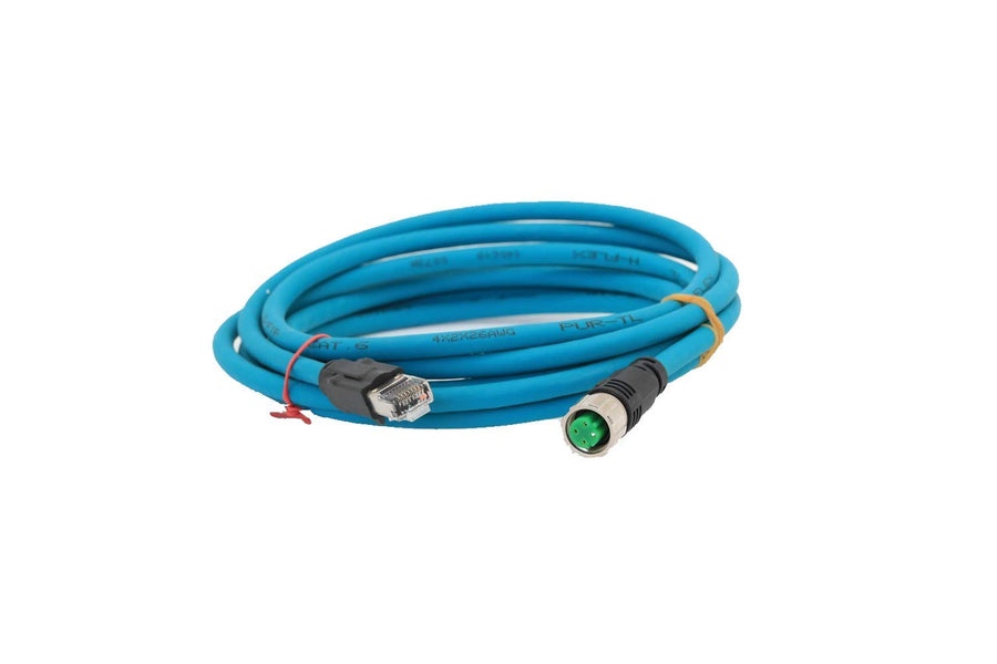 Industrial Pre-Wired M12 4-Pin D-Coding Female Connector to RJ45 E4 Plug ETHERNET Cable 5M/16FT Shielded Line