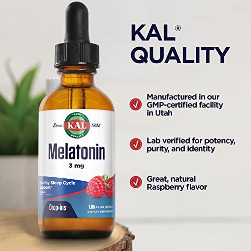 Melatonin DropIns 3mg, Healthy Sleep Aid Support, Liquid Melatonin Drops for Optimal Absorption & Calming Relaxation Support, Fast Acting, Natural Raspberry Flavor, Approx. 55 Servings, 1.85oz
