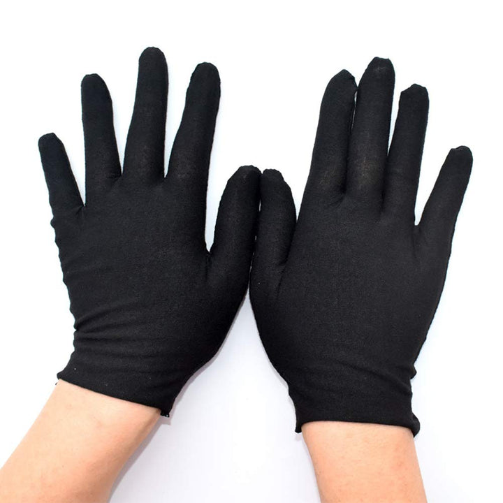 6 Pairs Black Cotton Gloves Work Gloves Coin Gloves Jewelry Inspection Gloves for Women Men