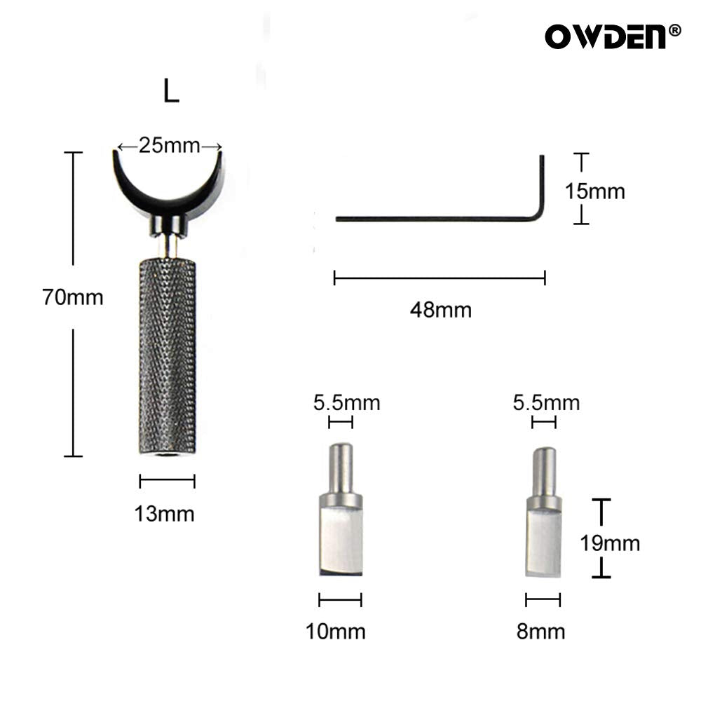 Professional Leather tool, Leather Swivel knife with 2 sizes blade, This size “L” (handle diameter : 13 mm),Adjustable handle height. (L)