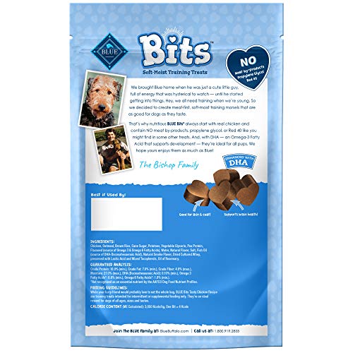 Bits Soft Dog Treats for Training, Made With Natural Ingredients & Enhanced with DHA, Chicken Recipe, 4-oz Bag