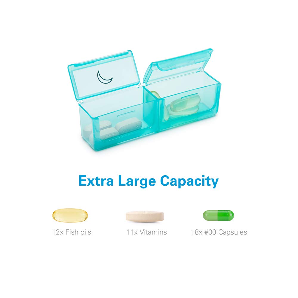 Pill Organizer 2 Times a Day, Large Weekly Pill Box AM PM, 7 Day Pill Case, Day and Night Vitamin Containers for Vitamins, Pill Holder for Supplements