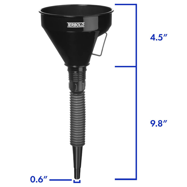 Automotive Flex Funnel with Hose | Wide Mouth Flexible Oil Funnel for Automotive Use - Gas, Transmission Fluid, Car Fuel, Oil Change (Black)