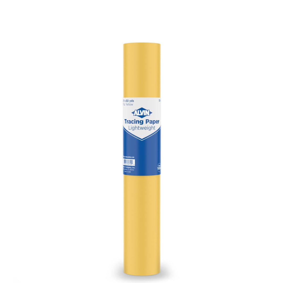 55Y-G Lightweight Tracing Paper Roll, Yellow, Suitable with Ink, Charcoal, Felt Tip Pen, for Sketching or Detailing - 12 inches x 50 Yards, 1-inch Core