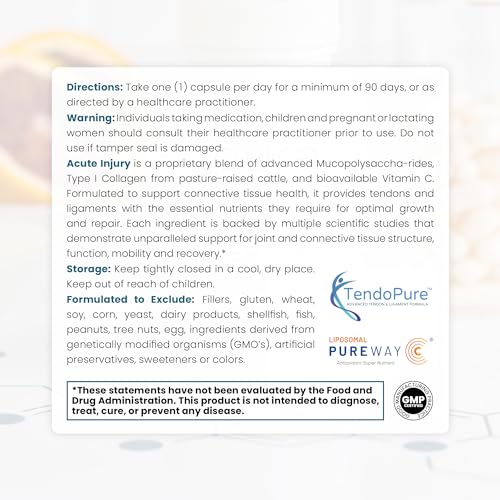 Acute Injury | Tendon & Ligament Support | Convenient Once a Day Clinical Dose | Supports Tendon Health, Movement & Physical Function | Pharm-Grade (90 Capsules)