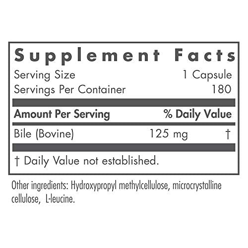 Ox Bile 125 mg - Ox Bile Supplements for No Gallbladder, Digestive Enzymes for Liver, Fat Digestion Support, Hypoallergenic Gallblader Supplements - 180 Count