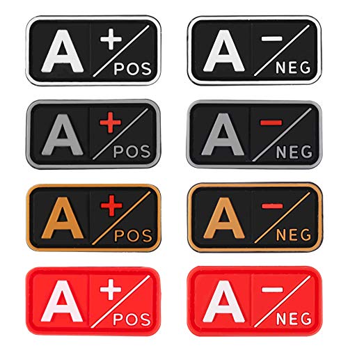 Blood Type Patch Kit 3D PVC A+ B+ AB+ O+ Positive A- B- AB- O- Negative Rubber Fastener (A+)