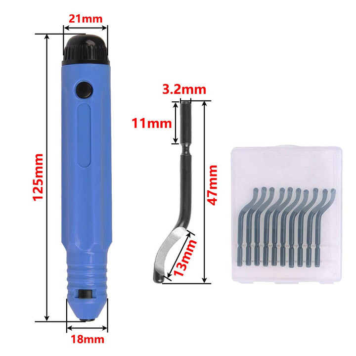 Saiper Deburring Tool Kit, NB1100 Handle with 10pcs Extra BS1010 HSS Blades- Hand Rotary Pipe Deburring Cutter for Cutting Deburrs Wood, Plastic, Copper, Aluminum and Steel