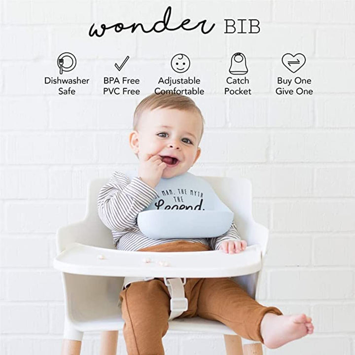 Wonder Bib 2pk - Adjustable Silicone Baby Bibs for Girls & Boys, Durable and Waterproof BPA Free Silicone, Love at First Bite & Food Critic