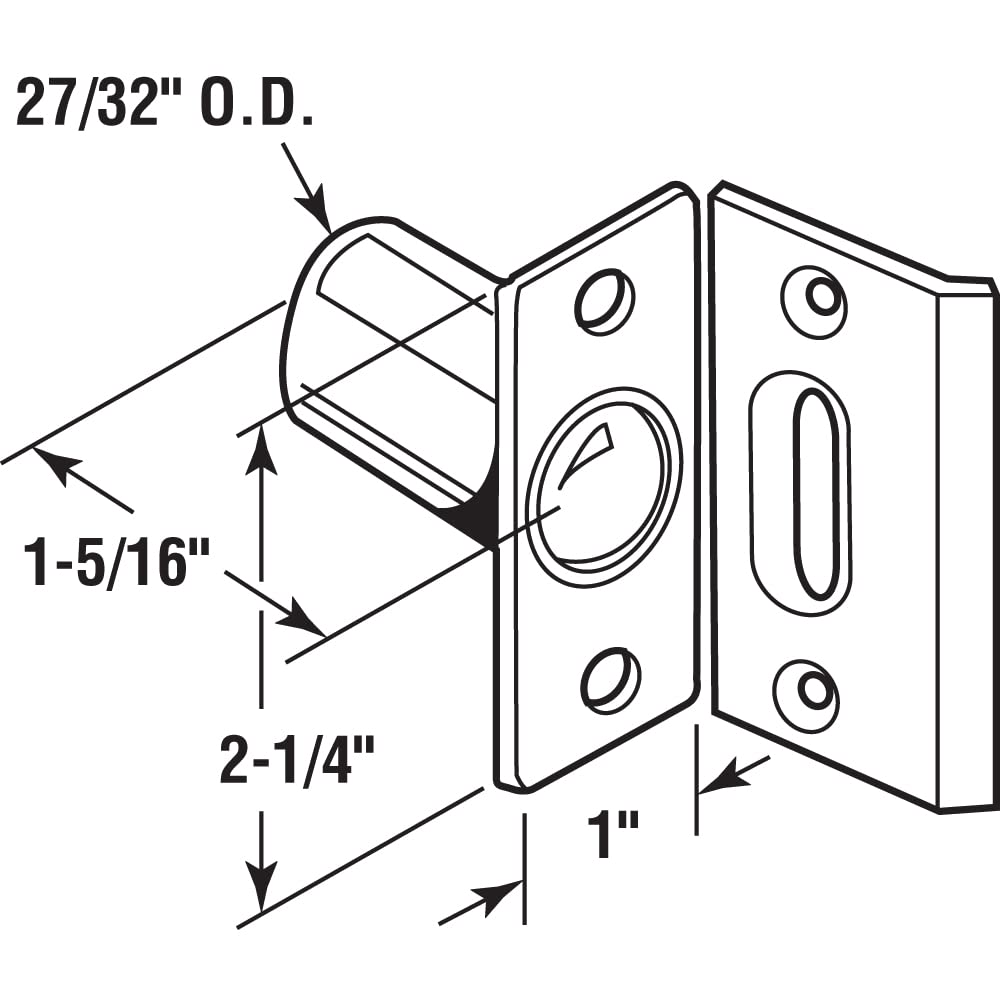 Products U 9132 Ball Catch & Strike, 1 in. x 2-1/4 in, Steel, Brass Plated, Adjustable