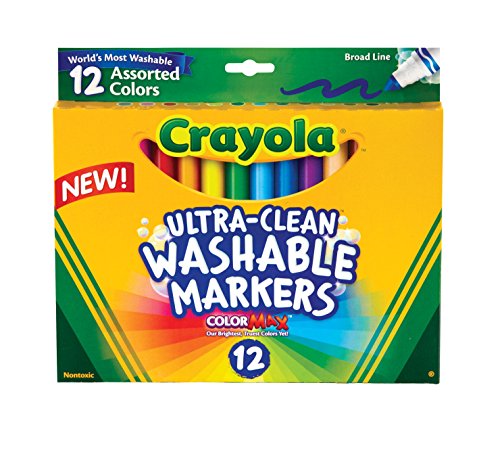 Ultra Clean Fine Line Markers (12ct), Washable Markers for Kids, Arts & Crafts, Coloring Book Markers, Toddler Stocking Stuffers
