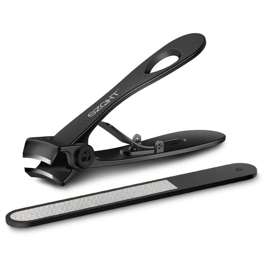 Fingernail Clippers,Nail Clippers for Tough Fingernails or Thick Toenails,Heavy Duty Stainless Steel Nail Cutters,Toenail Clippers for Elder,Men, Seniors, Adults(Black)