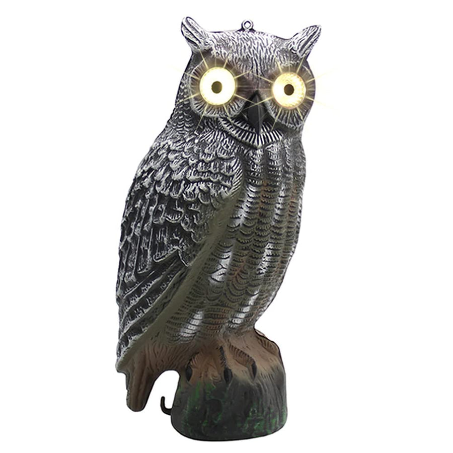 Solar Bird Scarecrow Fake Horned Owl Decoy, Bird Repellent Garden Protectors, Natural Enemy Pest Deterrent Scarecrow
