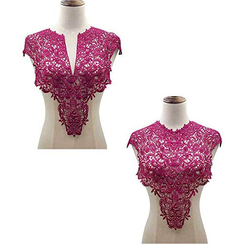 2 Pcs Water-Soluble Lace Collar Polyester Silk Embroidery Chest Lace Three-Dimensional Hollow Collar Fake Collar Front/Back Collar(Violet)