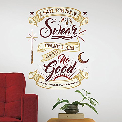 RMK3607GM Harry Potter Marauder's Map Quote Peel and Stick Giant Wall Decals , Brown
