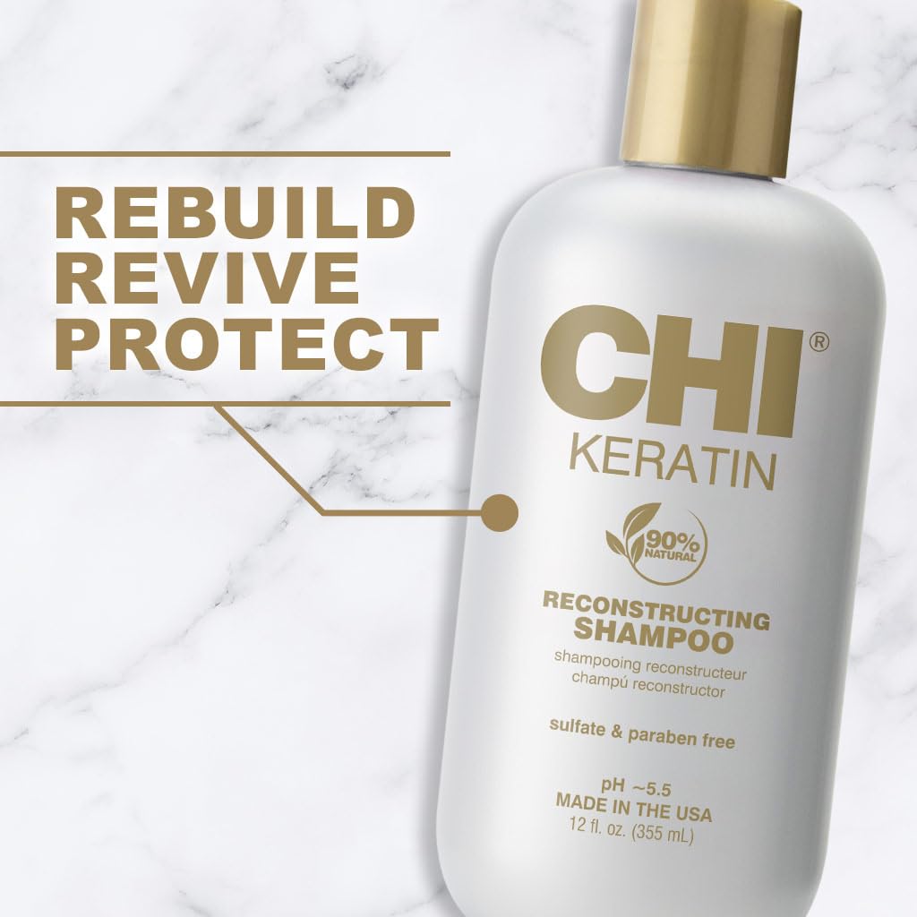 Keratin Reconstructing Shampoo, Delivers Healthier Hair, Adds Shine & Helps Prevent Future Breakage, Sulfate, Paraben, & Cruelty-Free, 12 Oz