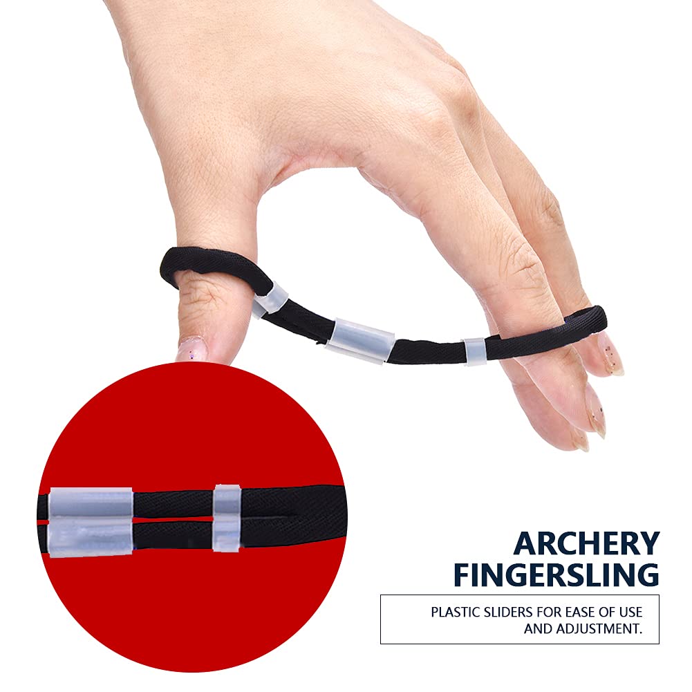 Shooting Accessory Wear Resistant Elastic Cloth Archery Fingersling,Hunting Shooting,Recurve Bow(Black, L)