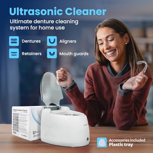 F3900 Ultrasonic Denture/Aligner/Retainer Cleaner for all dental and sleep apnea appliances, 110V 20W (tank no longer removable) , White , 0.4Pt/0.2L