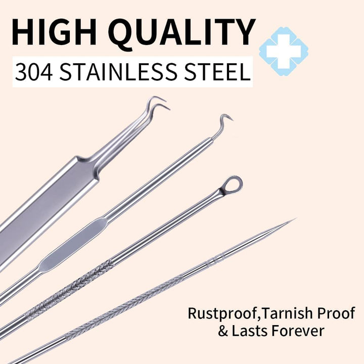 Blackhead Remover Pimple Popper Tool Kit 4pcs Professional Medical Grade Stainless Pimple Extractor Tool for Blackhead, Whitehead Extractors, Zit, Blemish Comedone Removal