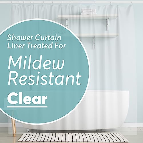 Shower Curtain Liner – 72 x 72 PEVA Premium Shower Curtain with Rustproof Metal Grommet and 3 Magnetic Weights – Odor Free and Compatible with Standard Showers, Clear