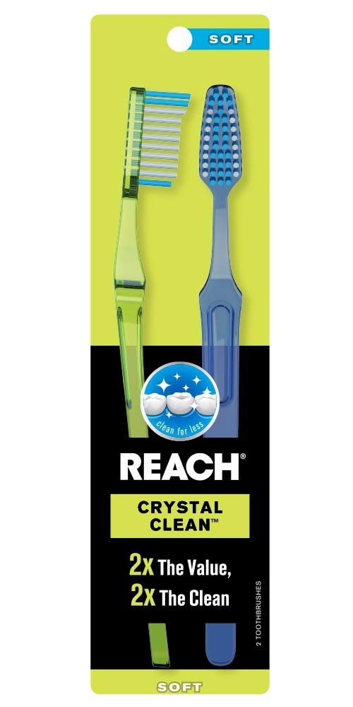 Crystal Clean Soft Value Pack Adult Toothbrushes, 2 Count