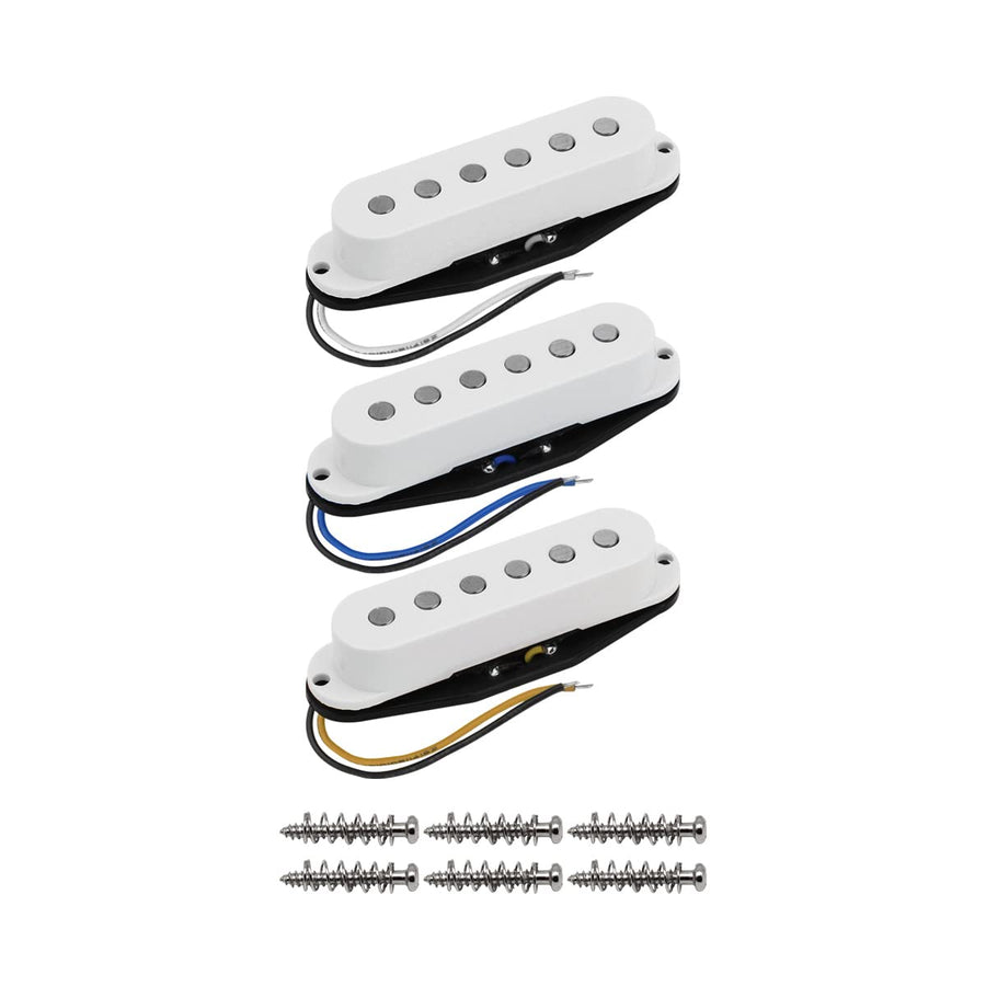 Alnico 5 Single Coil Pickups Flat Pole Guitar Neck/Middle/Bridge Pickup Set White
