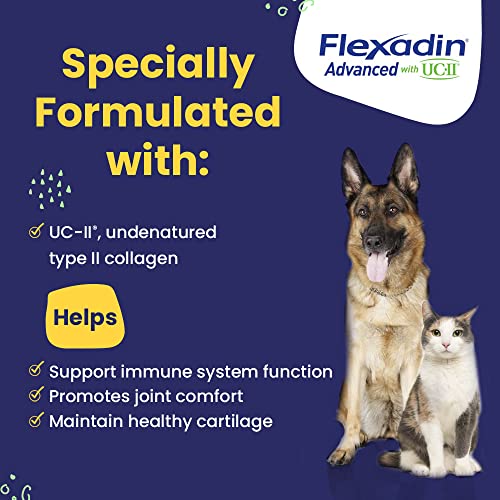 Flexadin Advanced Dog Hip and Joint Supplement with UC-II Collagen, One Chew a Day Hip and Joint Support Chew for Dogs and Cats, Clinically Proven Vet-Approved Formula, 60 Chews