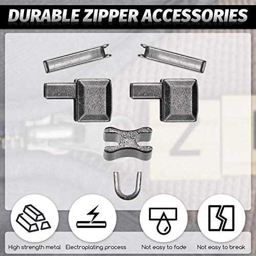 Metal Zipper Insertion Pin 4 Sizes Zipper Repair Kit Zipper Latch Slider Retainer for Jackets Coats 3 Colors DIY Sewing Replacement, Size of 3/5/8/10 (120 Pieces)