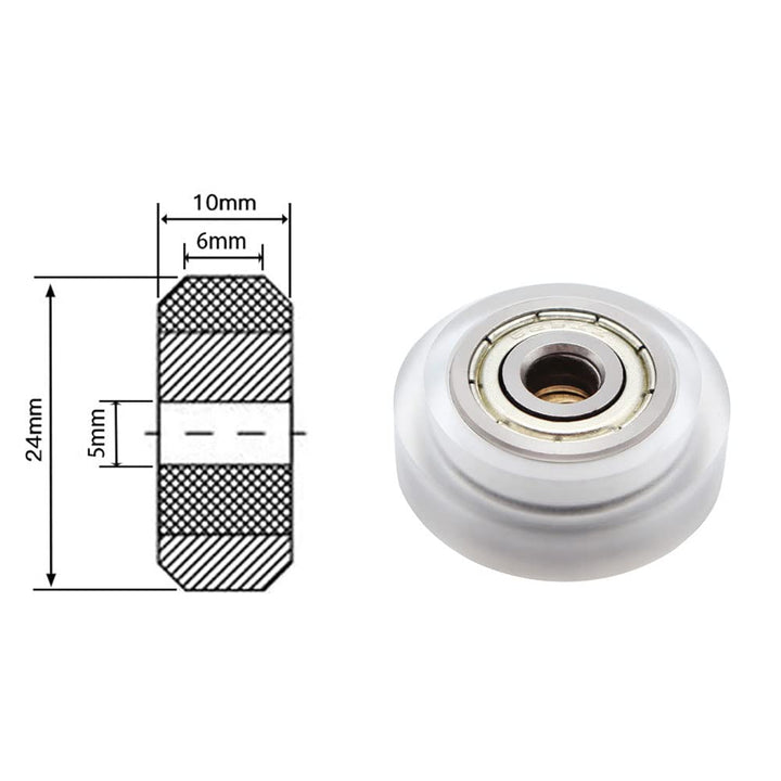 53 PCS 3D Printer Wheel Polycarbonate Pulley (13 PCS Polycarbonate Wheels, 10 PCS Hexagnal eccentric spacer 6mm, 20 PCS Round Column 6mm, 10pcs Screws for 3D Printer Roller Replacement