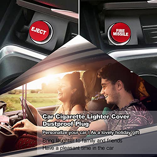 Aluminum EJECT FIRE MISSILE Button Car Cigarette Lighter Plug Cover Fits Most Automotive Vehicles Boats with Standard 12 Volt Power Source (EJECT red+FIRE MISSILE red)