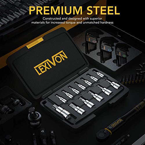Torx Bit Socket Set, Premium S2 Alloy Steel | 13-Piece Star T8 - T60 Set | Enhanced Storage Case (LX-143)