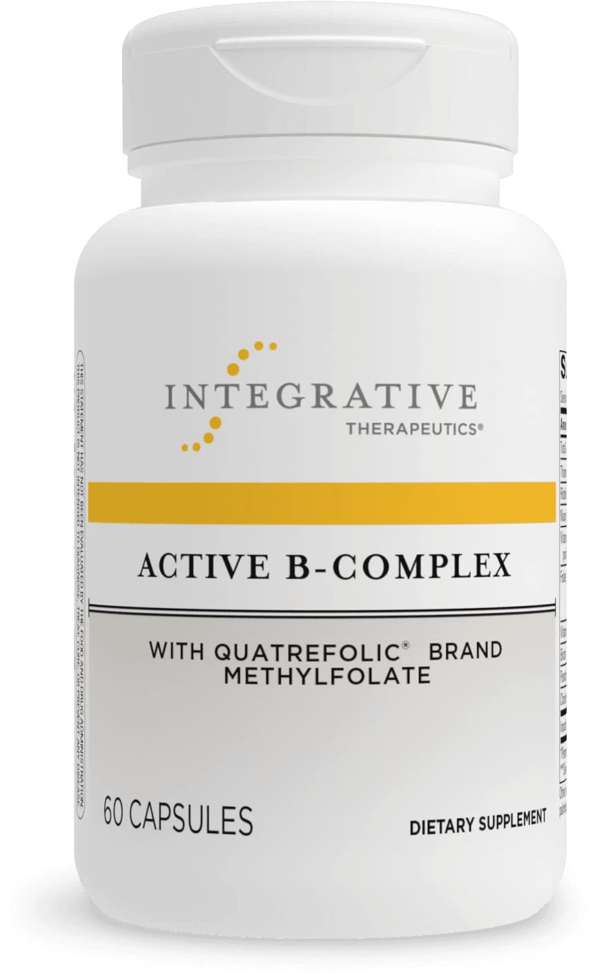 Active B-Complex - Energy Metabolism Support* - B-Complex Vitamin Supplement with 8 B-Vitamins, Vitamin B12, Folate, Choline - 60 Capsules