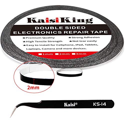 2mm LCD Repair Tape for Phone Screen, Adhesive Tape with 1 Tweezers for Cell Phone, iPad, Tablets, Laptops, Camera