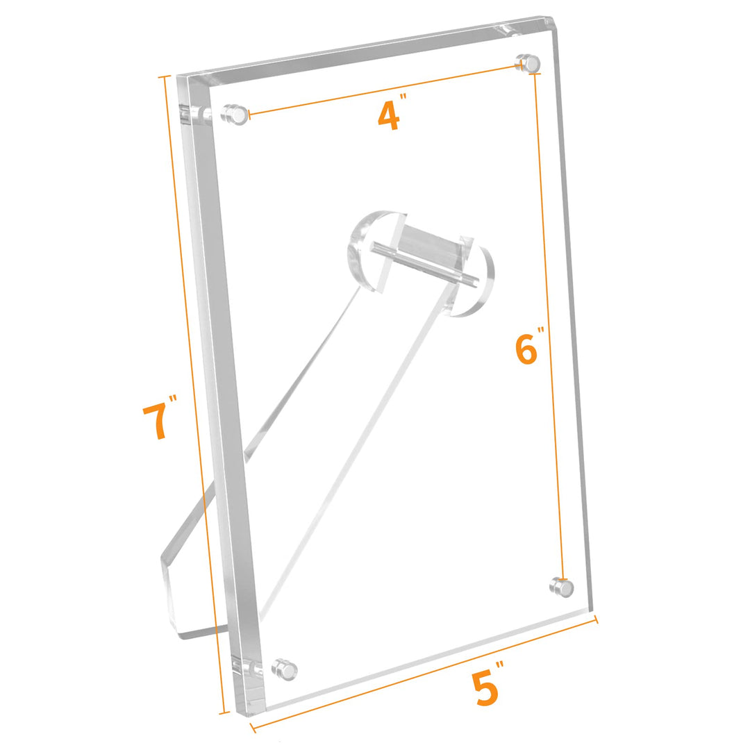 4x6 Picture Frame, Acrylic Clear Photo Frame with Magnets for Tabletop Display, 2 Pack