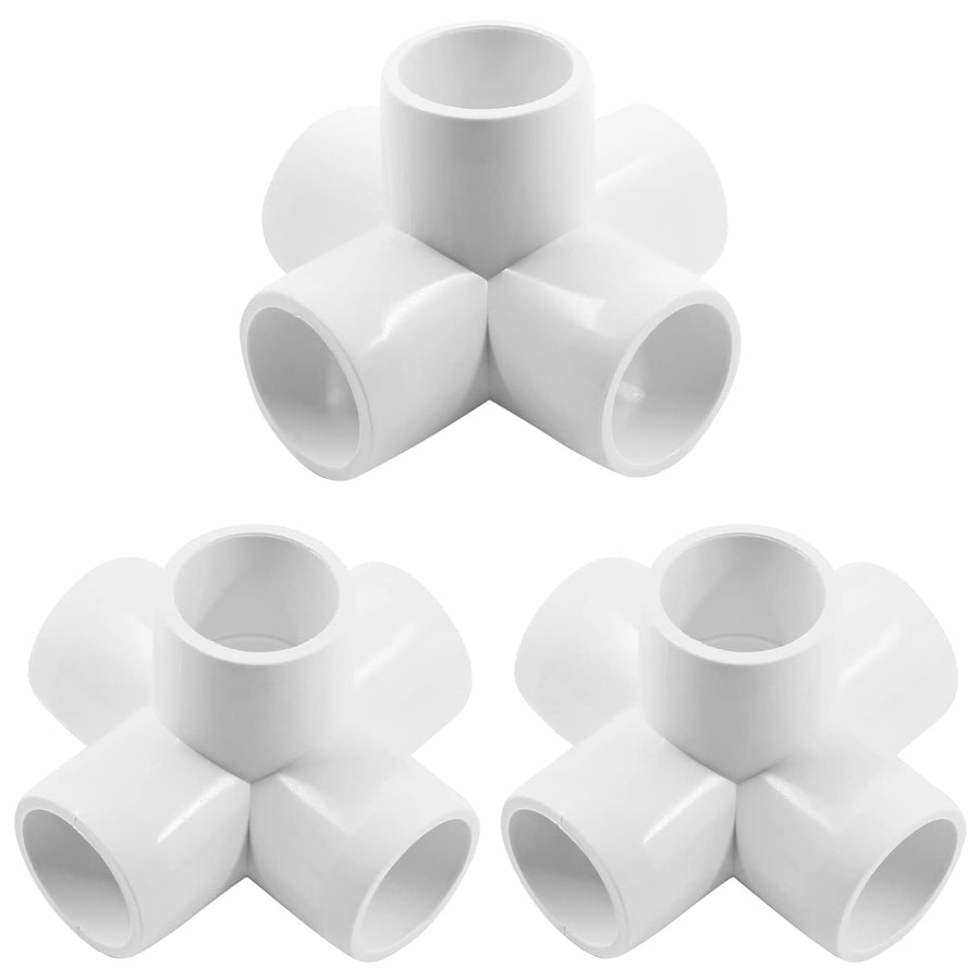 Zorveiio 3/4 Inch 5 Way PVC Fittings PVC Pipe Fittings, PVC Elbow SCH 40 PVC Fittings PVC Pipe Connectors for Furniture Building PVC Structures - White, 10 Packs
