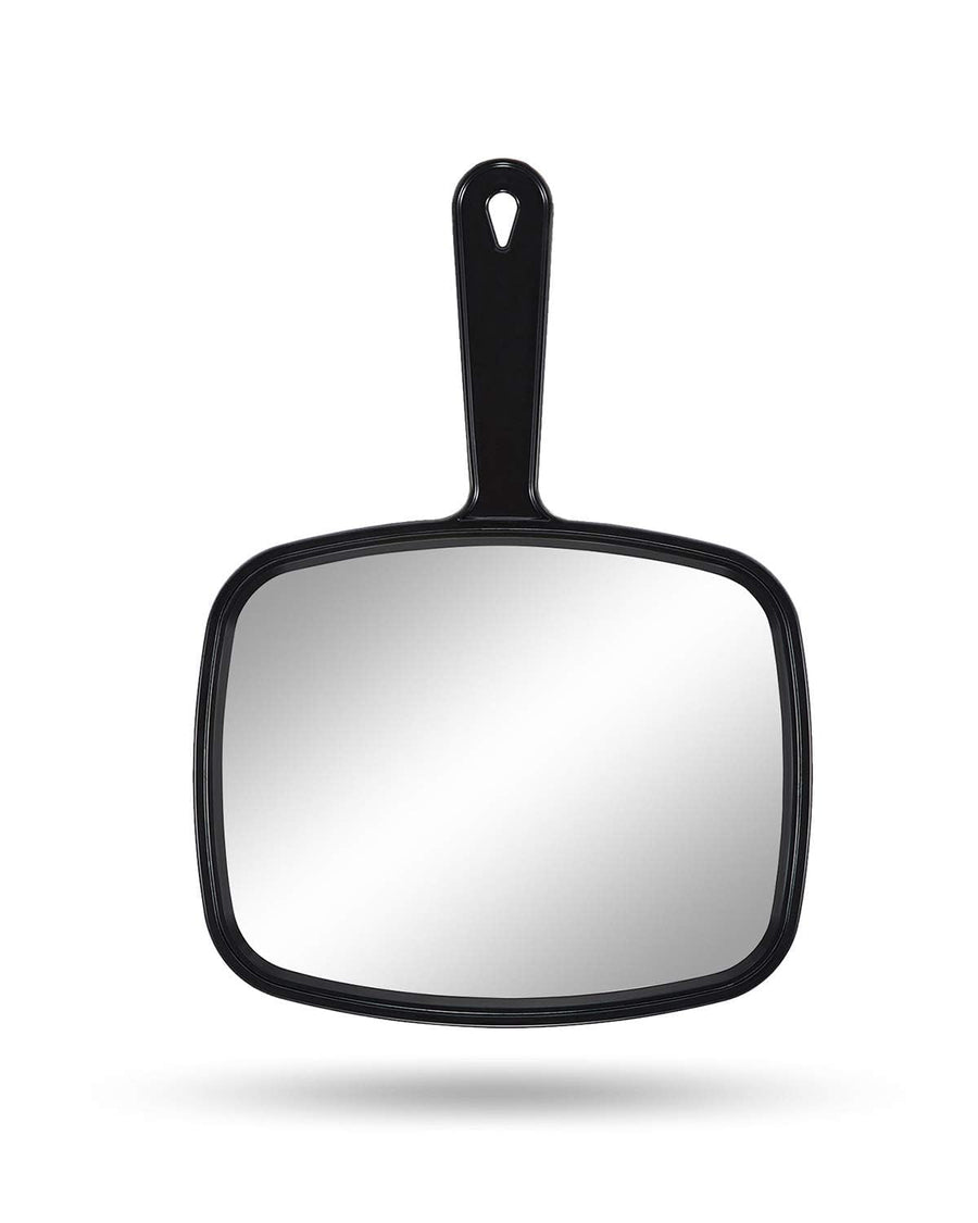 Hand Mirror Salon Barber Hairdressing Handheld Mirror with Handle(Square Black 7.4 x 10.3 inches)