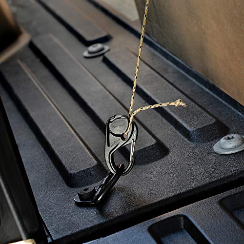 NCJ-25-2R3 CamJam Tie Down Rope Tightener with Carabiner Clip, 2-pack With Cord, Black, 2 Count