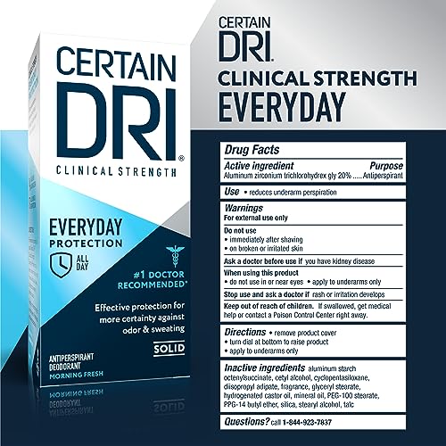 Everyday Strength Clinical Solid Antiperspirant, Hyperhidrosis Treatment for Men & Women, Long-Lasting 72hr Protection, Effective Sweat Control, Travel Friendly, Fresh Scent, 2.6oz