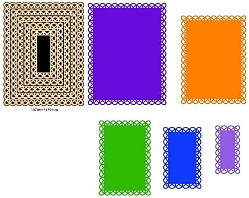 5 Pcs/Set Nested Stitched Scallop Rectangle Frame Cutting Dies,DIY Artist Metal Cutting Dies Stencils Metal Cutting Dies Scrapbooking Crafting Paper Card Make Emboss Stencil Templat 10.7X13.10 cm
