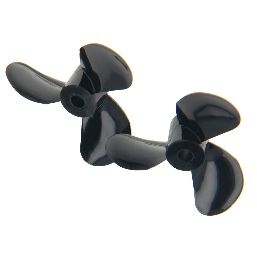 2Pcs RC Boat CCW Propeller 3mm Shaft 3 Vanes 32mm 5.1 P/D Fan Shape Pastic Black Rotating Propeller Props for RC Boat