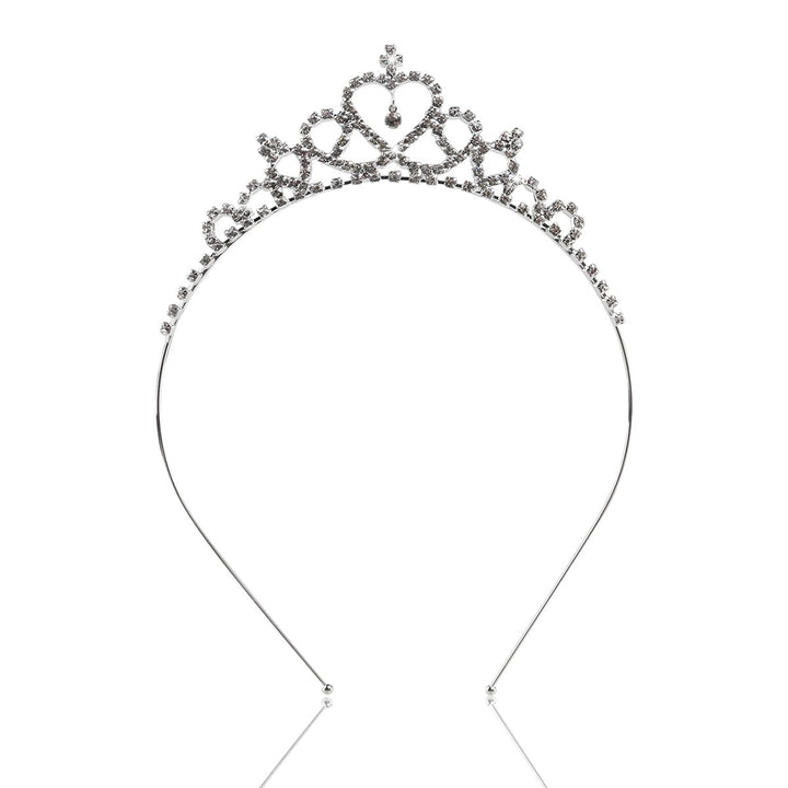 Tinsky Delicate Wedding Party Children Flower Girl Crystal Rhinestones Heart Shaped Crown Headband Tiara (Silver)