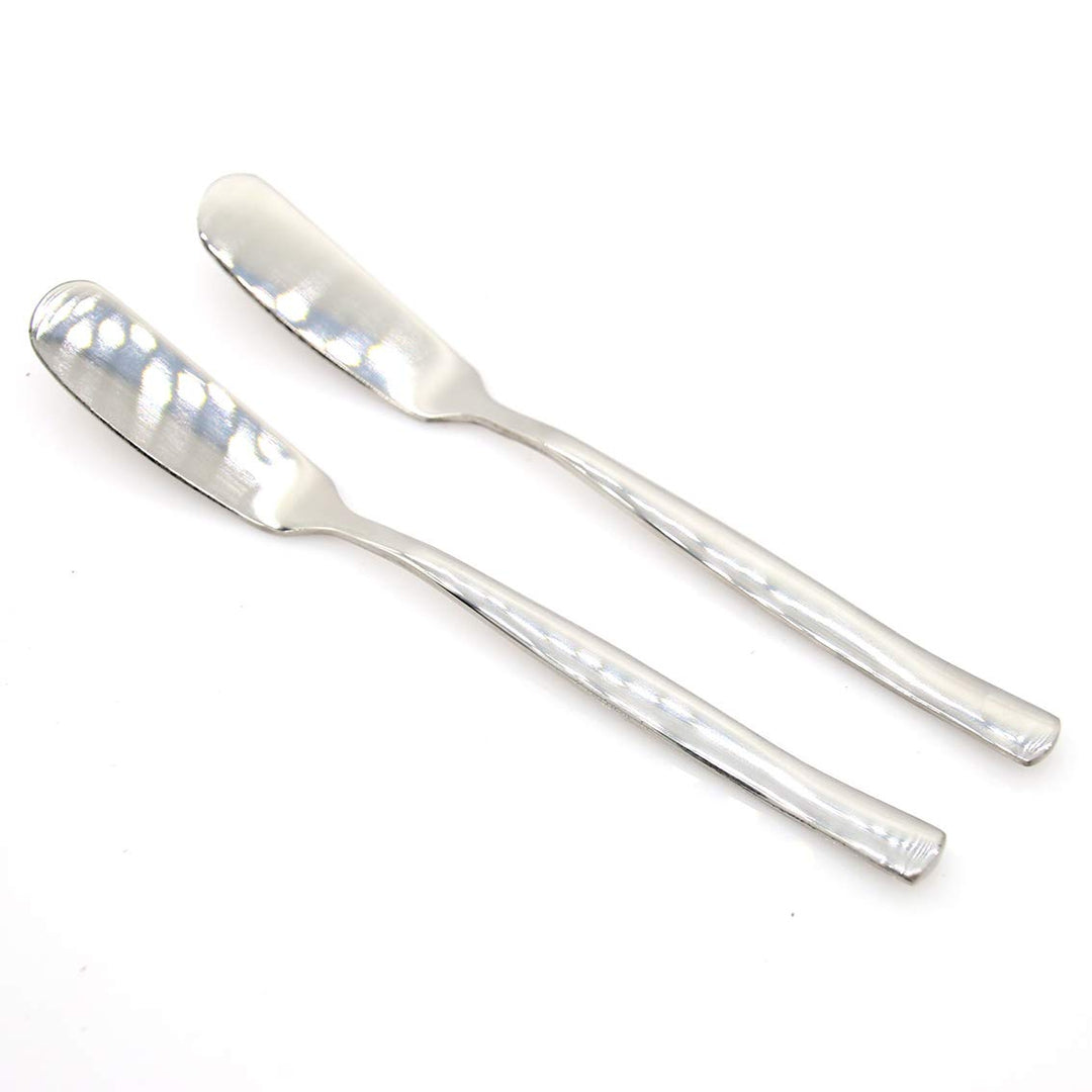 2 PCs Silvery Stainless Steel Spreader Butter Cheese Jam Cream Spreader Knife with Thickened Handle, Length 6.4 (16.3 cm)