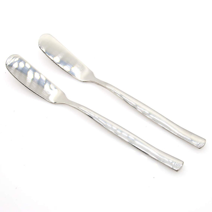 2 PCs Silvery Stainless Steel Spreader Butter Cheese Jam Cream Spreader Knife with Thickened Handle, Length 6.4 (16.3 cm)