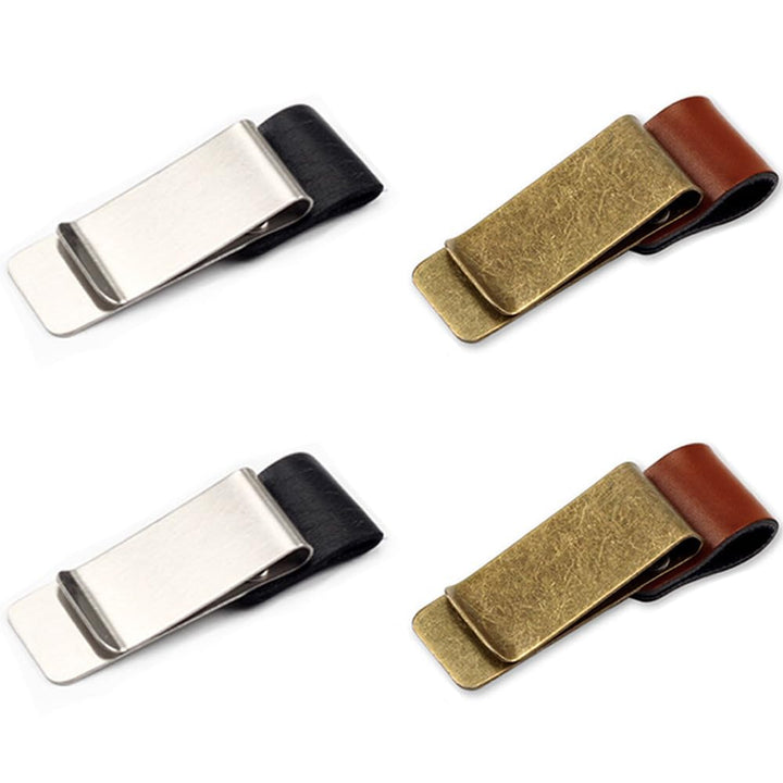 4 Pcs Retro Style Pen Loop Clip Traveler Notebook Leather Pen Holder with Stainless Steel Clip Designed for Notebooks, Journals,Calendars