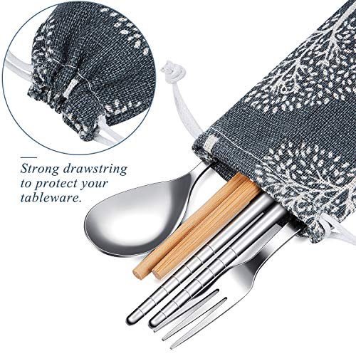 20 Pieces Straw Carrying Case Reusable Straws Cutlery Pouch Portable Straw Travel Canvas Bag for Straws, Knife, Fork, Spoon, Chopsticks