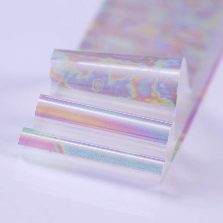 10 Rolls White Pearl Color Holographic Nail Art Foil Transfer Roll Set Mix-Pattern Stickers Nails Transfer Decals Wraps Kit(1.0inchs*39.4inchs / 2.5cm*100cm)