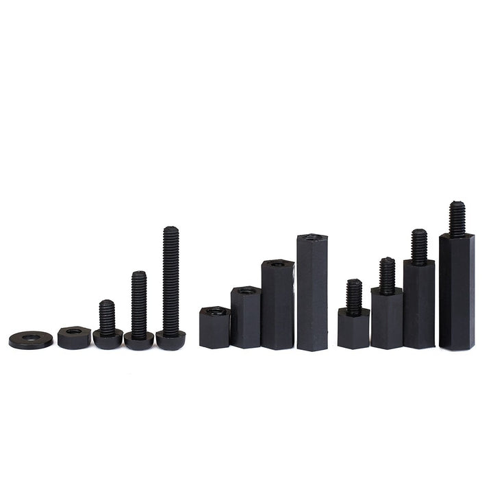 Litorange 320PCS M3 Male Female Nylon Hex Spacer Standoff Screw Nut Threaded Pillar PCB Motherboard Assorted Assortment Kit (Black)