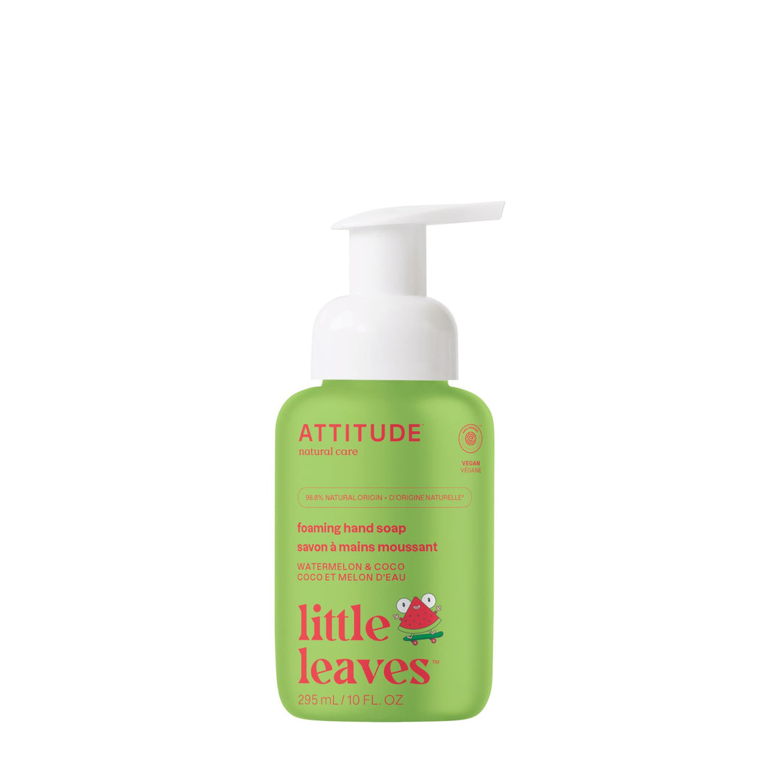 ATTITUDE Natural Foaming Hand Soap for Kids, Hypoallergenic Plant-Based Formula, Vegan and EWG Verified, Watermelon & Coco, 10 Fl Oz