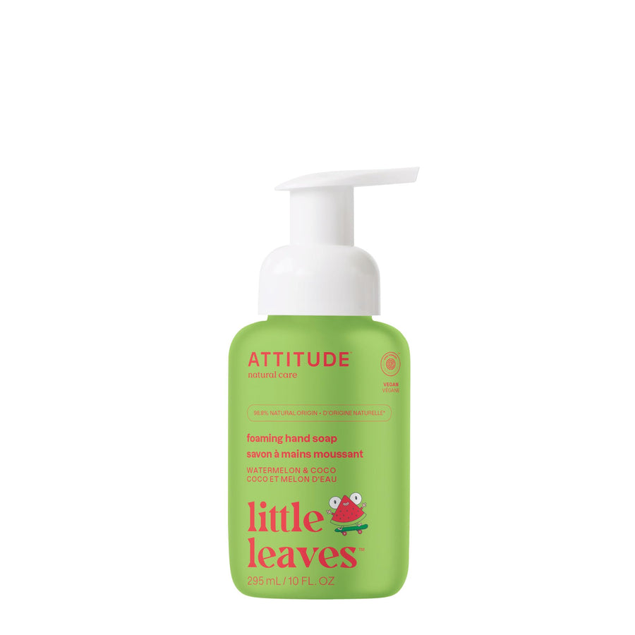 ATTITUDE Natural Foaming Hand Soap for Kids, Hypoallergenic Plant-Based Formula, Vegan and EWG Verified, Watermelon & Coco, 10 Fl Oz