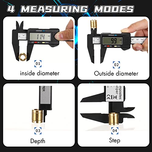 Electronic Digital Calipers, inch and Millimeter Conversion,LCD Screen displays 0-6 Caliper Measuring Tool, Automatic Shutdown, Suitable for DIY/Jewelry Measurement (New150mm Black Plastic)